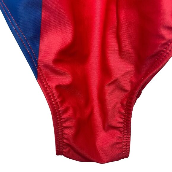 Juicy Couture Swimsuit Size L Colorblock One Piece Red Blue Scoop Back Strappy - Picture 15 of 16